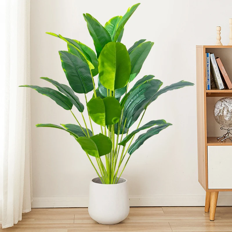 Ficus Lyrata Tree - 1個 人工観葉植物 大型 熱帯ヤシの木 フェイクバナナの葉 本物のような質感のプラスチック製